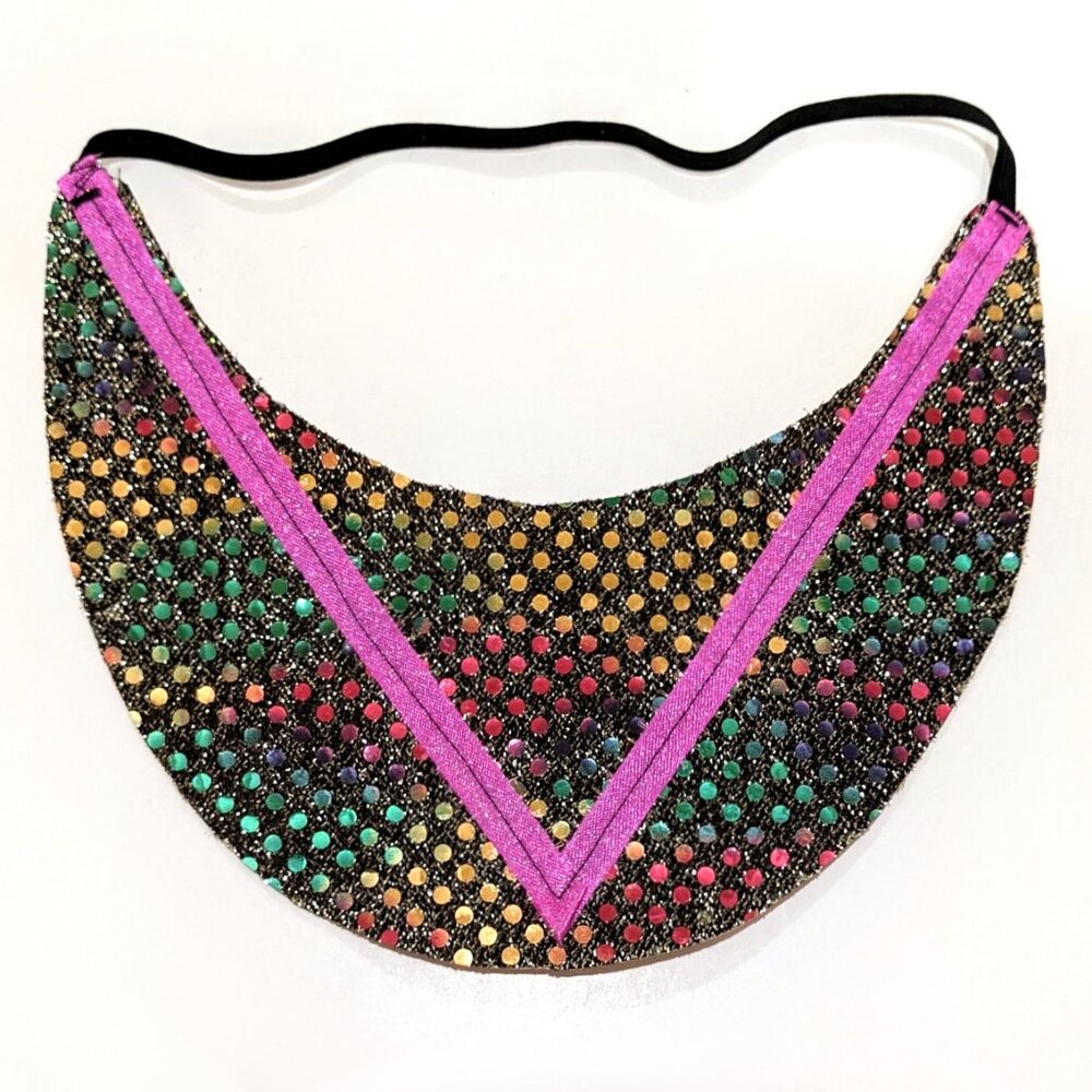 Handmade Rainbow Sequin Pink Triangle Visor Packable Retro Decora Funky Festival